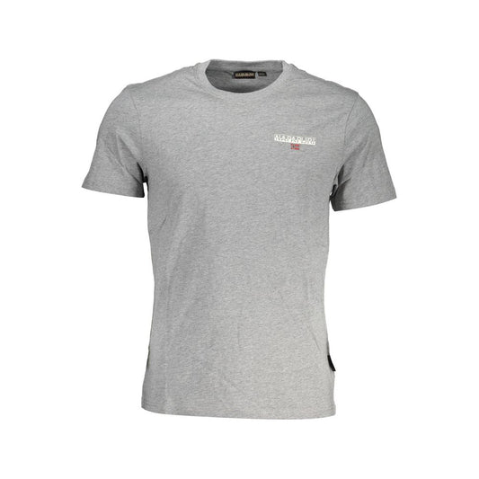 Napapijri Classic Gray Cotton Tee with Signature Print Napapijri