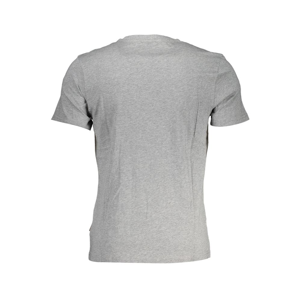 Napapijri Classic Gray Cotton Tee with Signature Print Napapijri