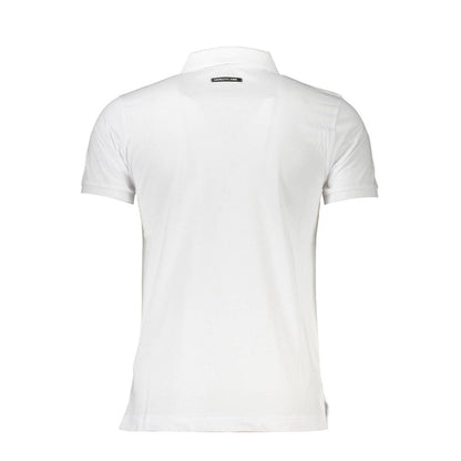 Cavalli Class Elegant White Cotton Polo with Signature Print Cavalli Class