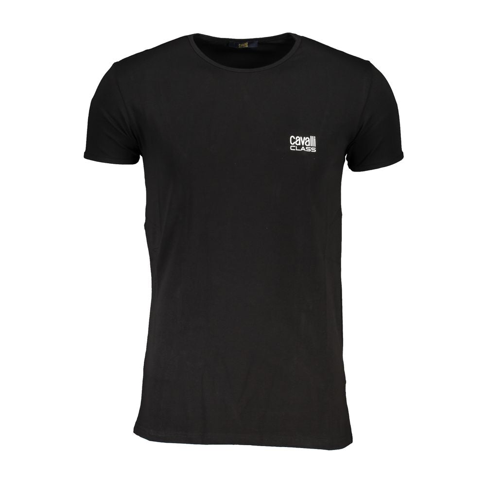 Cavalli Class Black Cotton T-Shirt Cavalli Class