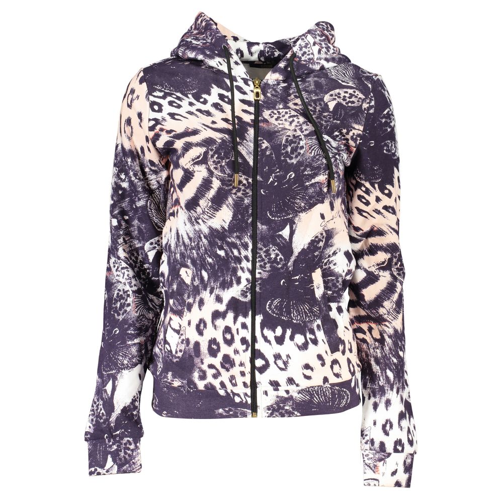 Cavalli Class Chic Pink Hooded Sweatshirt with Contrast Details Cavalli Class