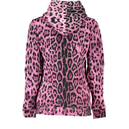 Cavalli Class Chic Pink Hooded Sweatshirt with Contrast Detailing Cavalli Class