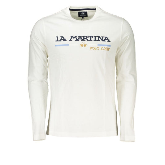 La Martina Chic Crew Neck Embroidered White Tee La Martina