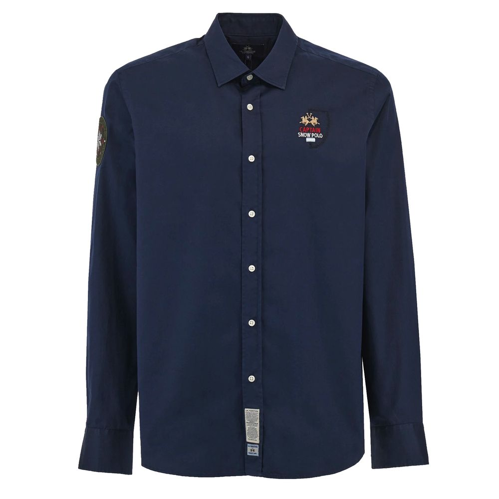 La Martina Blue Cotton Shirt La Martina