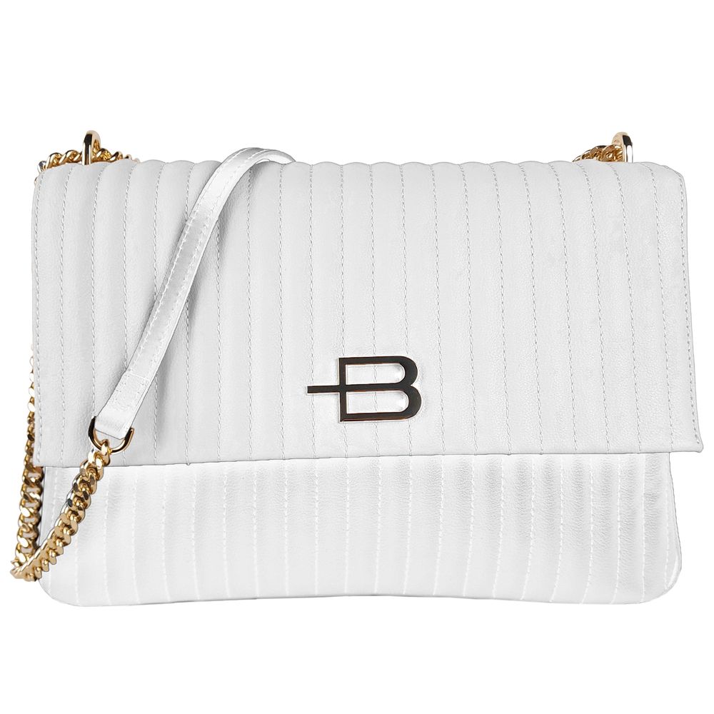 Baldinini Trend Chic Quilted Calfskin Shoulder Bag with Chain Strap Baldinini Trend