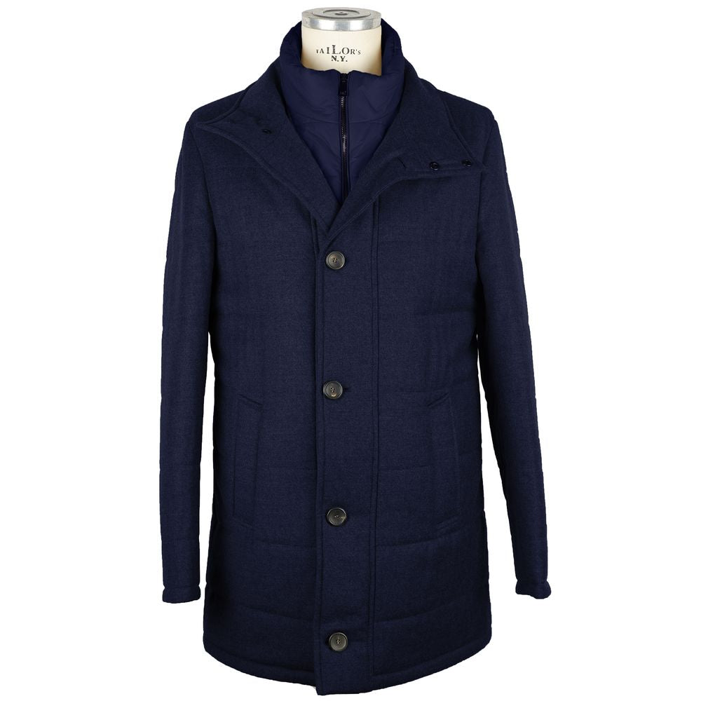 Made in Italy Elegant Wool-Cashmere Dark Blue Coat Jacket Made in Italy