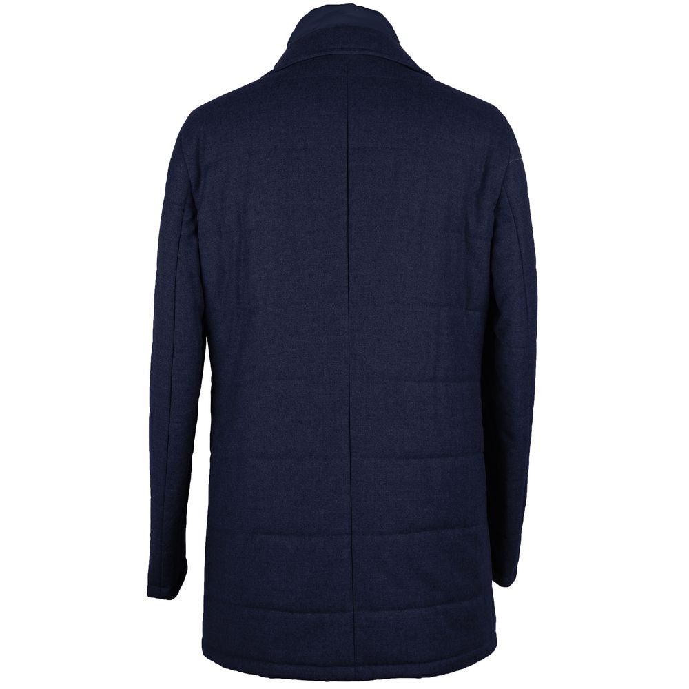 Made in Italy Elegant Wool-Cashmere Dark Blue Coat Jacket Made in Italy