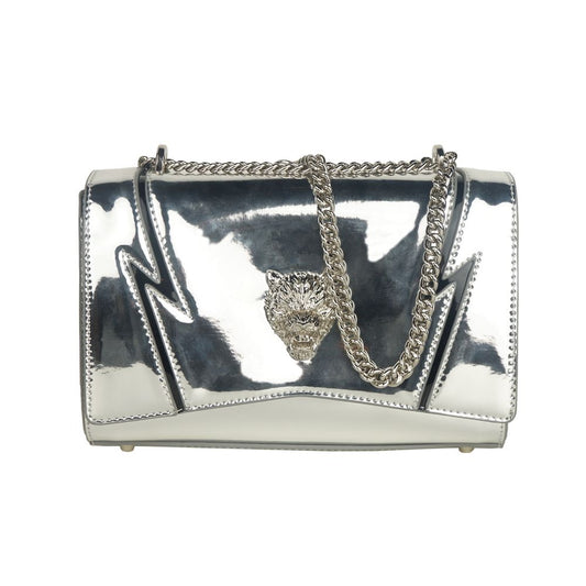 Plein Sport Elegant Gray Chain-Strapped Shoulder Bag Plein Sport