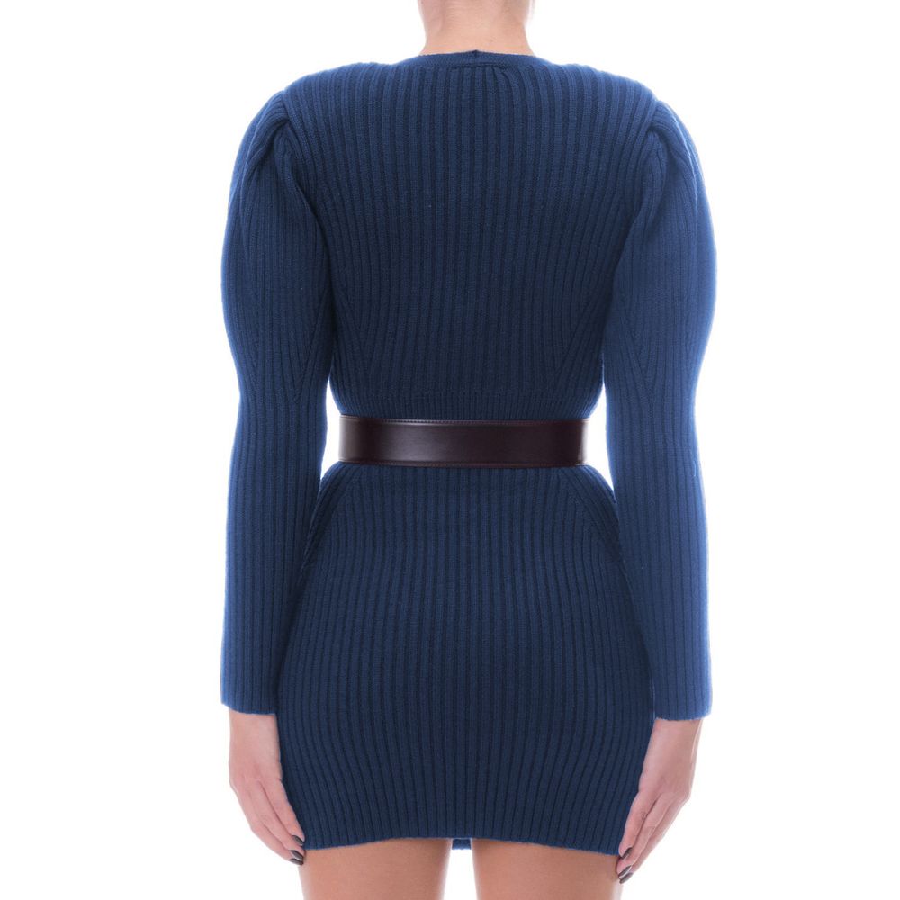 Elisabetta Franchi Elegant Long-Sleeved Knit Dress with Belt Elisabetta Franchi