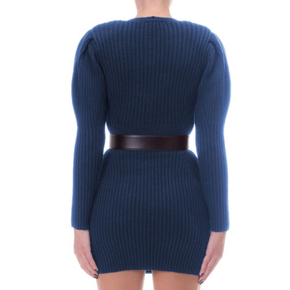 Elisabetta Franchi Elegant Long-Sleeved Knit Dress with Belt Elisabetta Franchi