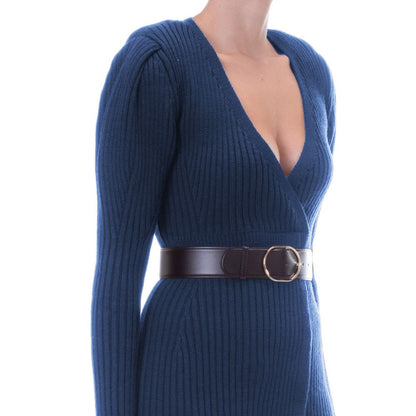 Elisabetta Franchi Elegant Long-Sleeved Knit Dress with Belt Elisabetta Franchi