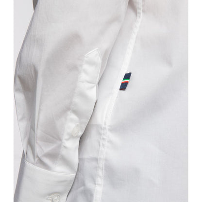 Aeronautica Militare Slim Fit White Cotton Shirt with Eagle Logo Aeronautica Militare