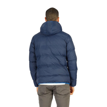 La Martina Elegant Blue High-Collar Men's Puffer Jacket La Martina