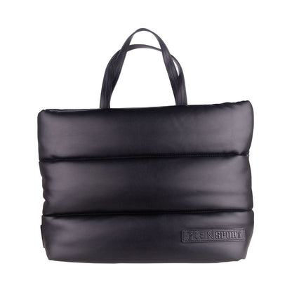 Plein Sport Elegant Black Padded Eco-Leather Shopper Plein Sport