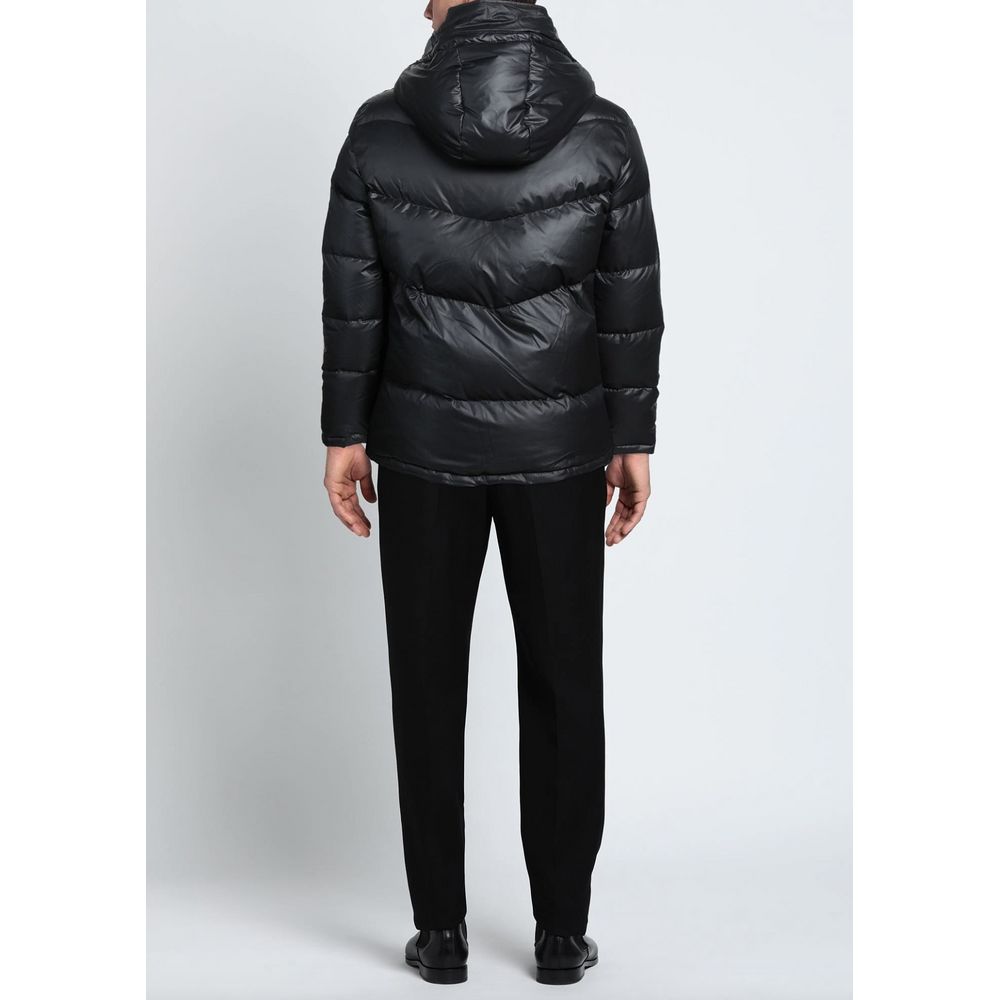 Aquascutum Elegant Black Padded Jacket with Removable Hood Aquascutum