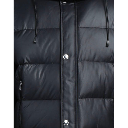 Aquascutum Elegant Black Padded Jacket with Removable Hood Aquascutum