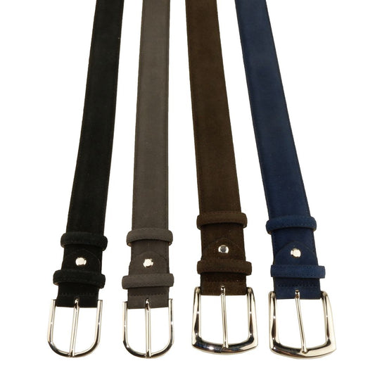 Made in Italy Elegant Quad of Suede Calfskin Belts Made in Italy