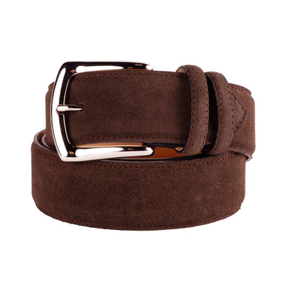 Made in Italy Elegant Quad of Suede Calfskin Belts Made in Italy