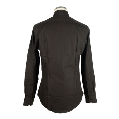 Made in Italy Sleek Milano Cotton Men's Shirt in Black Made in Italy