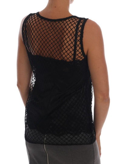 Dolce & Gabbana Elegant Black Lace Sleeveless Cami Blouse Dolce & Gabbana