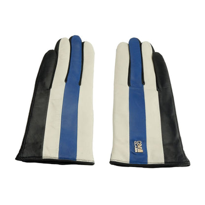 Cavalli Class Elegant Black and Blue Lambskin Gloves Cavalli Class