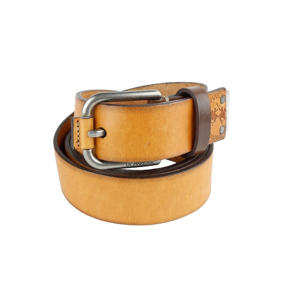 La Martina Chic Unisex Leather Belt in Vibrant Yellow La Martina