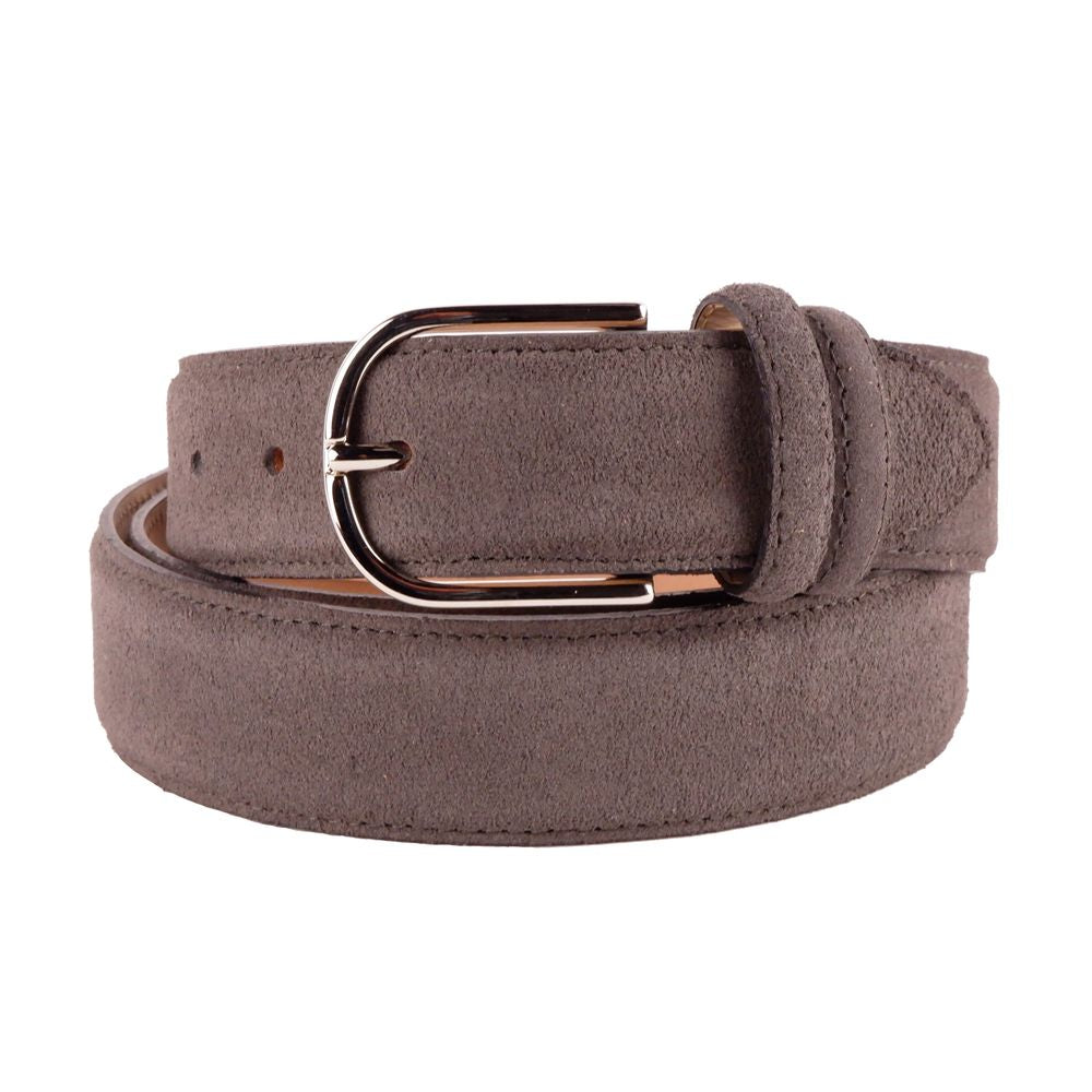 Made in Italy Elegant Gray Suede Calfskin Belt Made in Italy