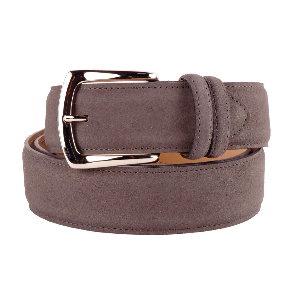 Made in Italy Elegant Grey Suede Calfskin Belt Made in Italy