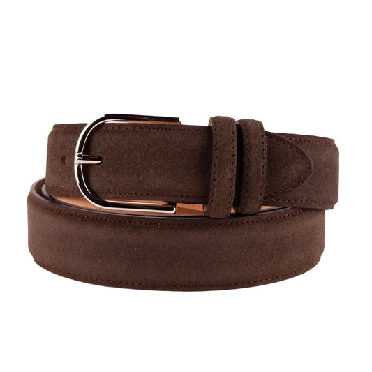 Made in Italy Elegant Brown Suede Calfskin Belt Made in Italy