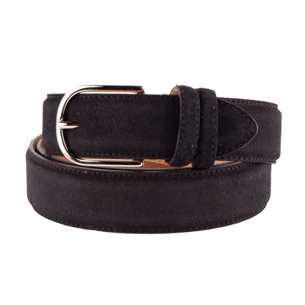 Made in Italy Elegant Black Suede Calfskin Belt Made in Italy