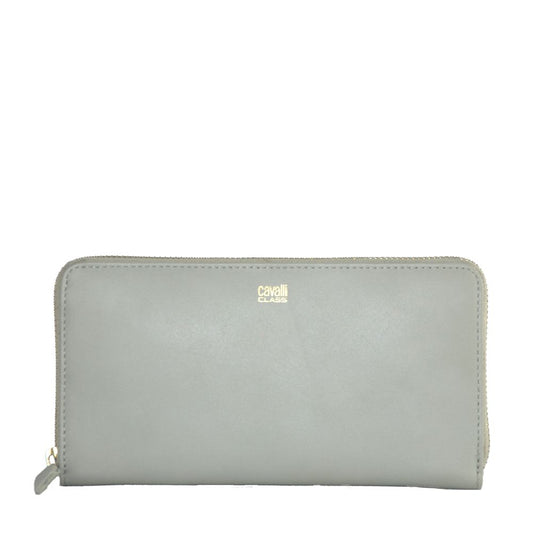 Cavalli Class Elegant Grey Calfskin Wallet for Her Cavalli Class