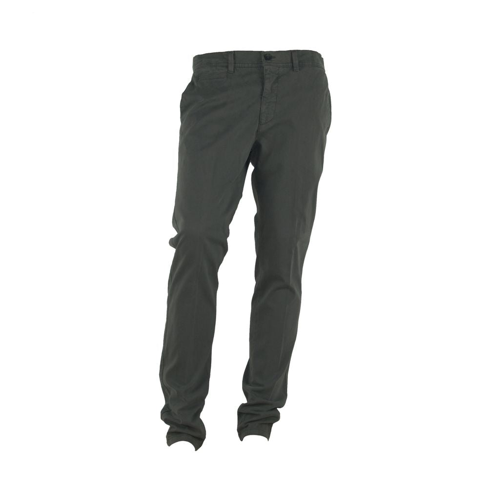 Made in Italy Elegant Gray Italian Cotton Trousers Made in Italy