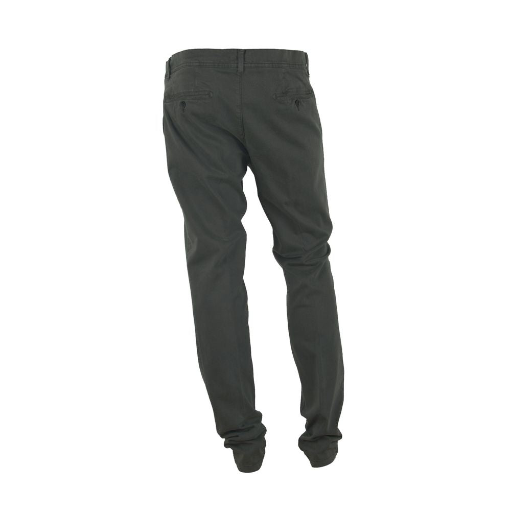 Made in Italy Elegant Gray Italian Cotton Trousers Made in Italy