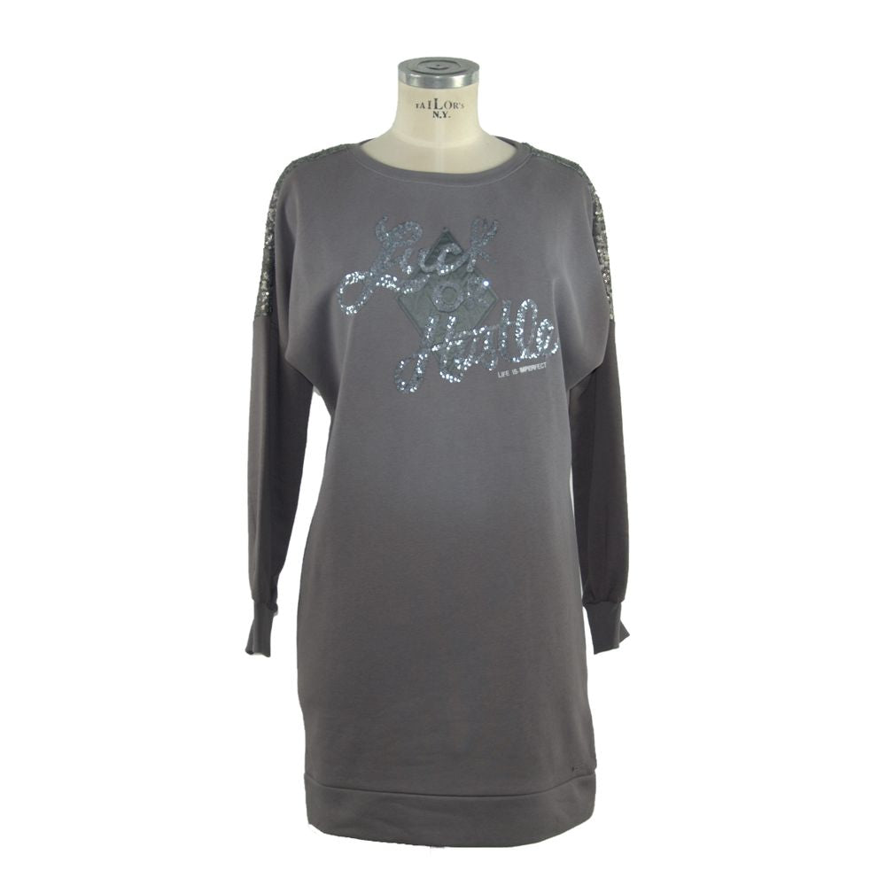 Imperfect Chic Long Sleeve Sweatshirt Dress in Gray Imperfect