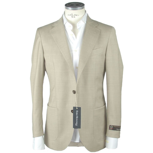 Emilio Romanelli Beige Wool Slim Blazer Emilio Romanelli