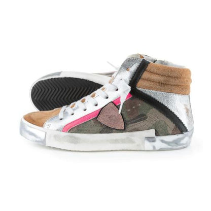 Philippe Model Army Green High-Top Sneakers with Leather Accents Philippe Model