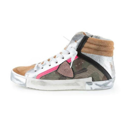 Philippe Model Army Green High-Top Sneakers with Leather Accents Philippe Model