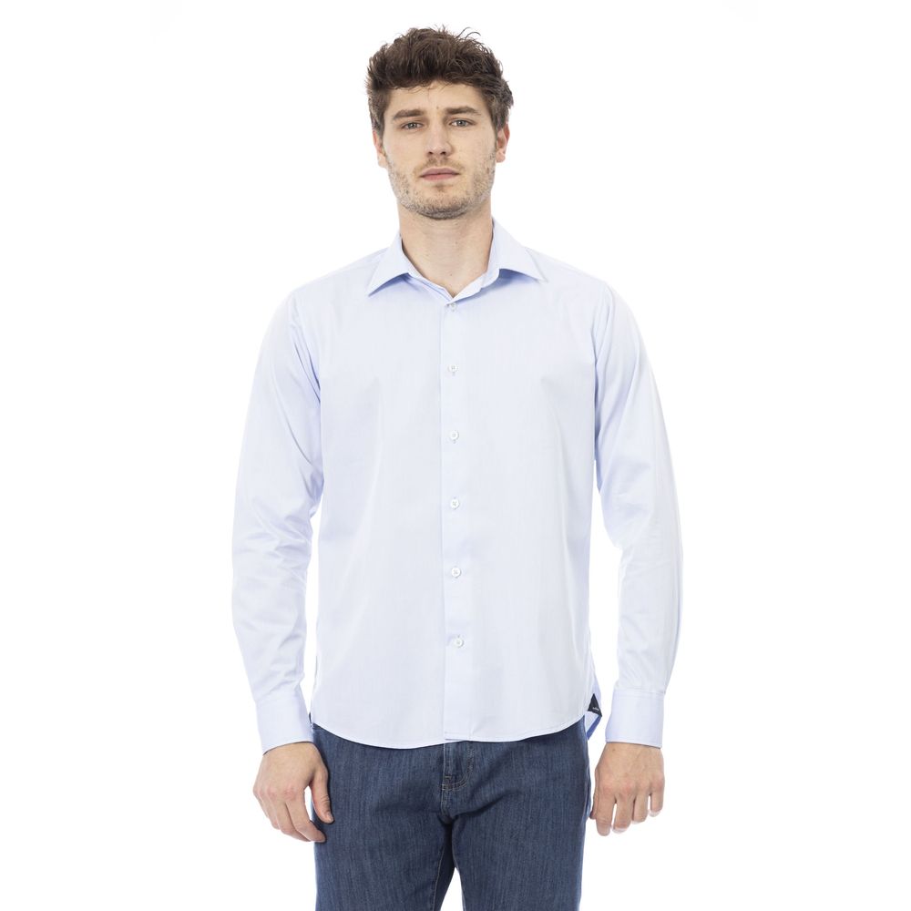 Baldinini Trend Light Blue Cotton Men Shirt Baldinini Trend