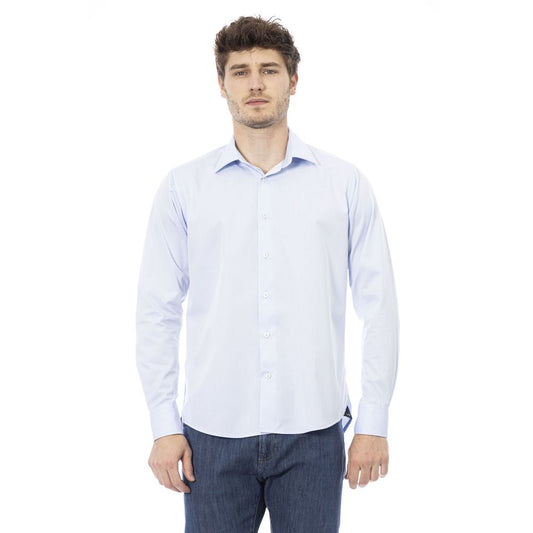 Baldinini Trend Light Blue Cotton Men Shirt Baldinini Trend