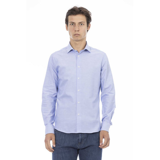 Baldinini Trend Light Blue Cotton Men Shirt Baldinini Trend