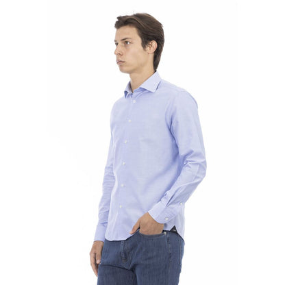 Baldinini Trend Light Blue Cotton Men Shirt Baldinini Trend