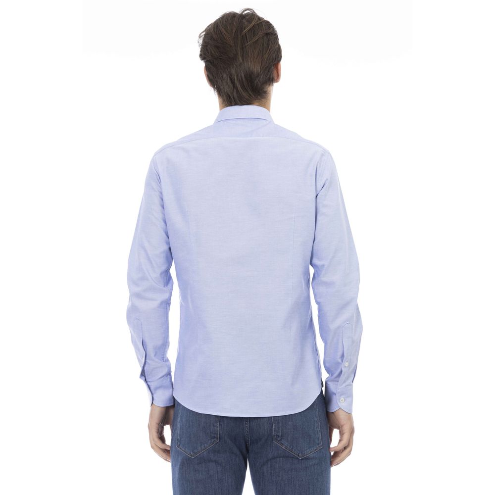 Baldinini Trend Light Blue Cotton Men Shirt Baldinini Trend