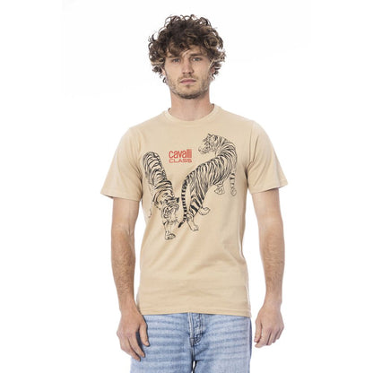 Cavalli Class Beige Cotton Men T-Shirt Cavalli Class