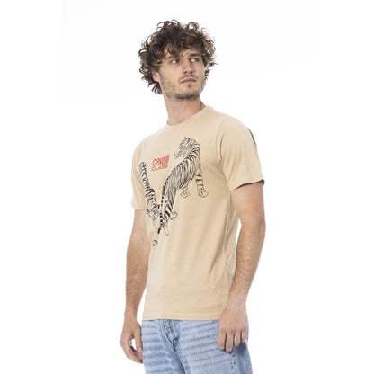 Cavalli Class Beige Cotton Men T-Shirt Cavalli Class