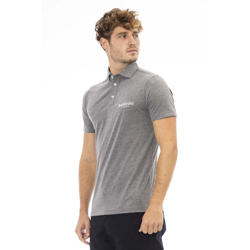 Baldinini Trend Gray Cotton Men Polo Baldinini Trend