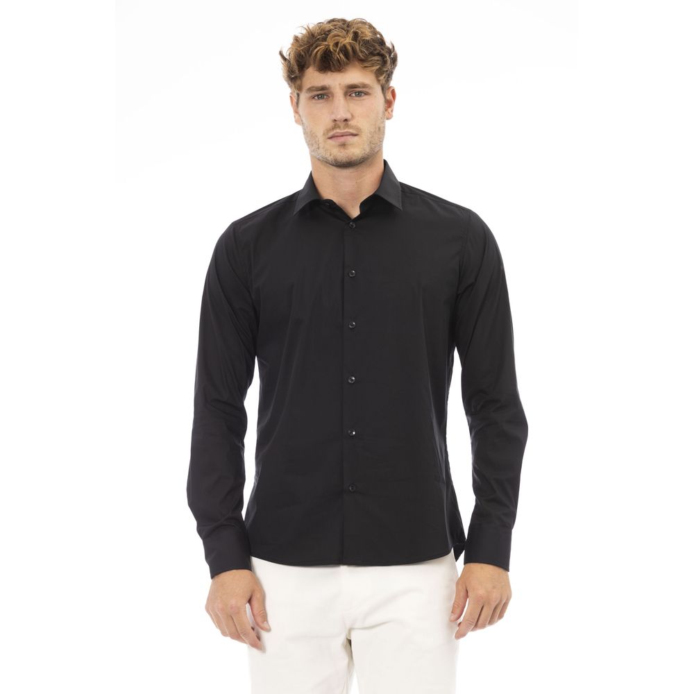 Baldinini Trend Black Cotton Men Shirt Baldinini Trend