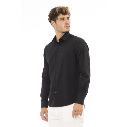 Baldinini Trend Black Cotton Men Shirt Baldinini Trend