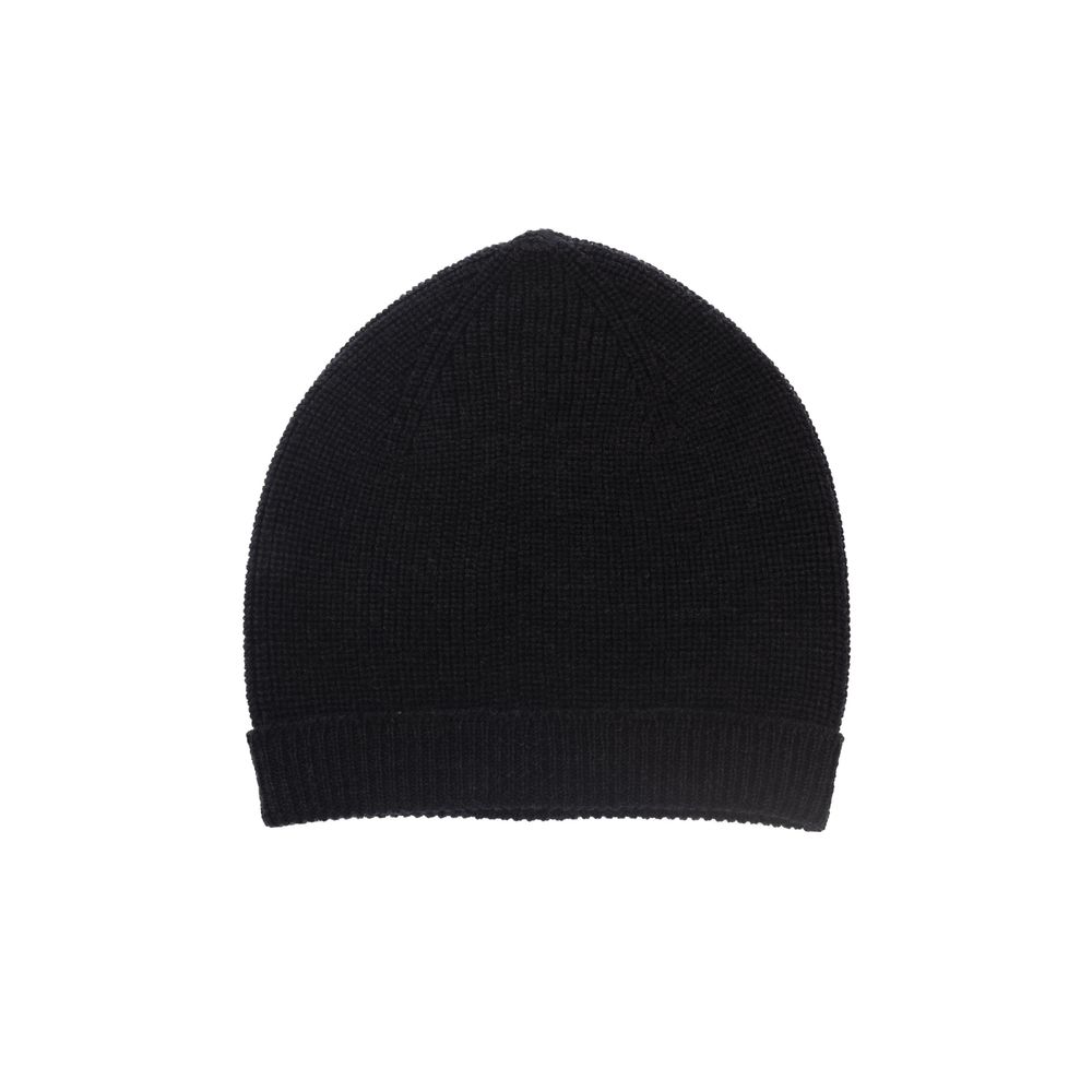 Alpha Studio Black Merino Wool Men Cap Alpha Studio