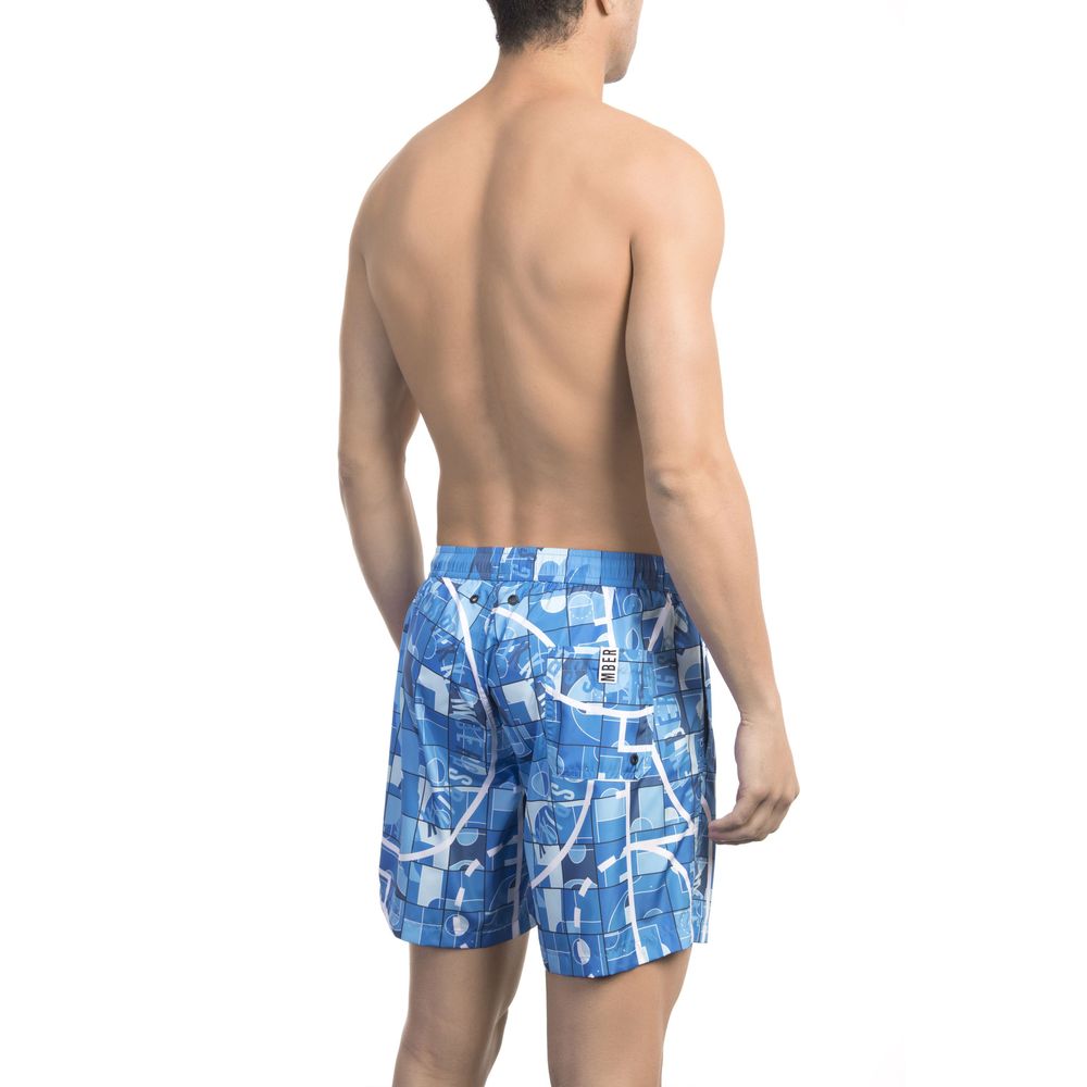 Bikkembergs Light Blue Polyester Men Swim Short Bikkembergs