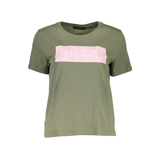 Guess Jeans Chic Green Logo Tee with Short Sleeves Guess Jeans